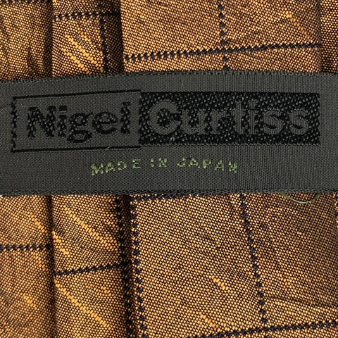 NIGEL CURTISS Gold Black Window Pane Silk Tie