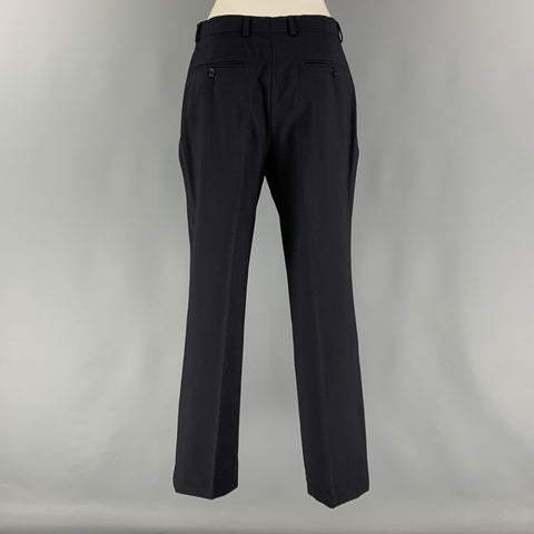 BROOKS BROTHERS Size 37  Black Wool  Lycra Single Breasted 28 Suit