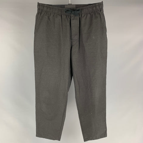 WTAPS Size XL Charcoal Solid Cotton Elastic Waistband Casual Pants