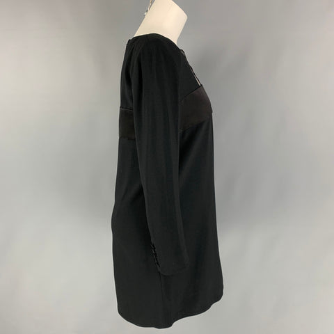 SAINT LAURENT Size 8 Black Acetate Blend Mixed Fabrics Above Knee Dress