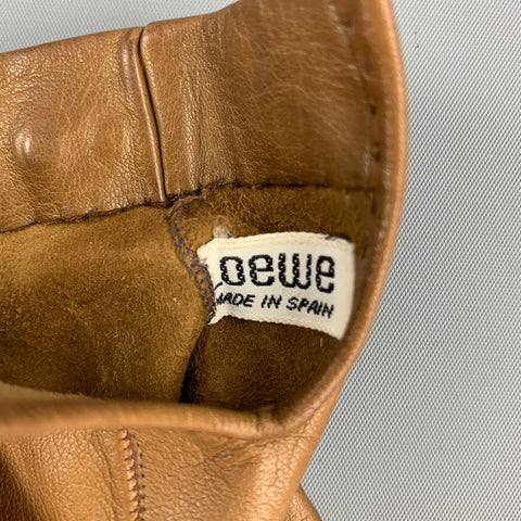 LOEWE Taille 7 Gants à boutons dorés en cuir beige
