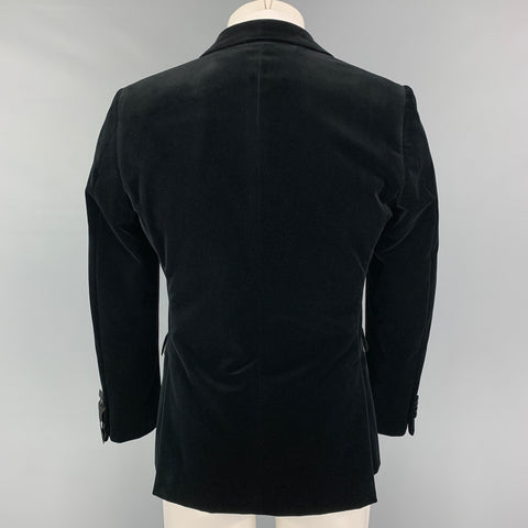 Z ZEGNA Size 36 Black Velvet Cotton Velvet Peak Lapel Sport Coat