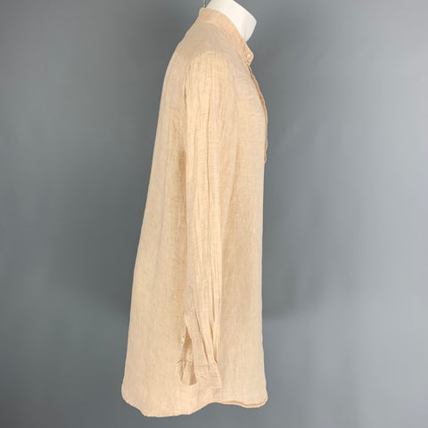 GITMAN BROS Size M Beige Linen Long placket Long Sleeve Shirt