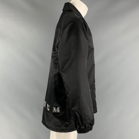 ALEXANDER WANG Size S Black Silver Logo Polyamide Snaps Jacket
