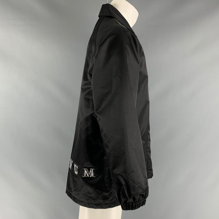 ALEXANDER WANG Size S Black Silver Logo Polyamide Snaps Jacket
