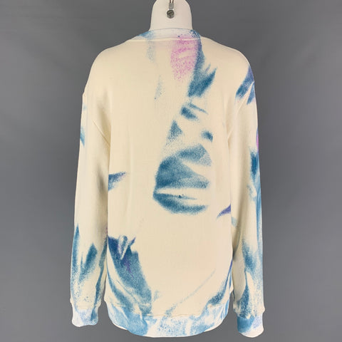 THE ELDER STATESMAN Size S Multi-Color Spinner Tie Dye Cotton Cashmere Pullover