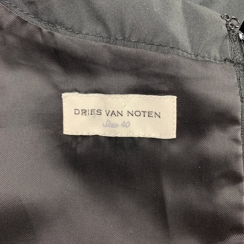 DRIES VAN NOTEN Size 10 Black Tafeta Polyester Sleeveless Bow Dress Top