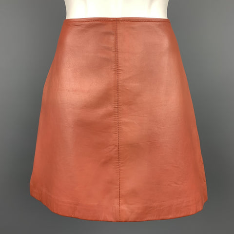 REISS Size 4 Brick Leather Lamb Skin Mini Skirt