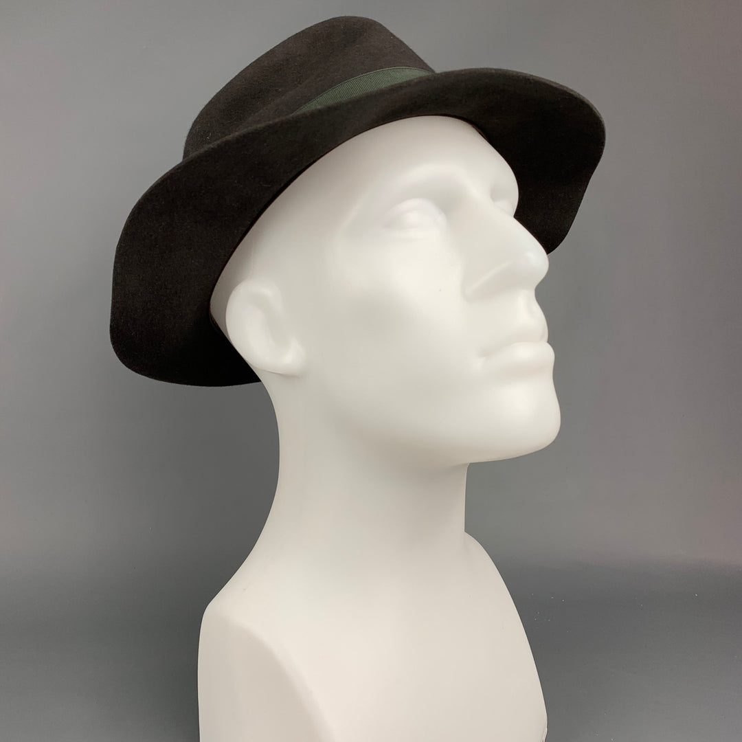BORSALINO Beaver Olive Felt Ribbon Feather Hat