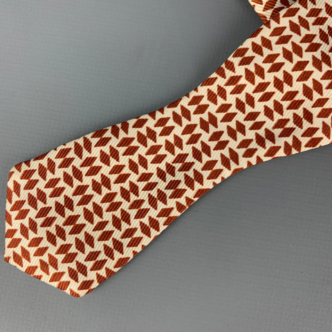 VINTAGE Noeud Papillon Losange Blanc Marron
