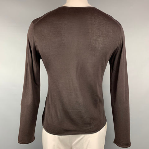 GUCCI Taille L Pull col V en soie marron