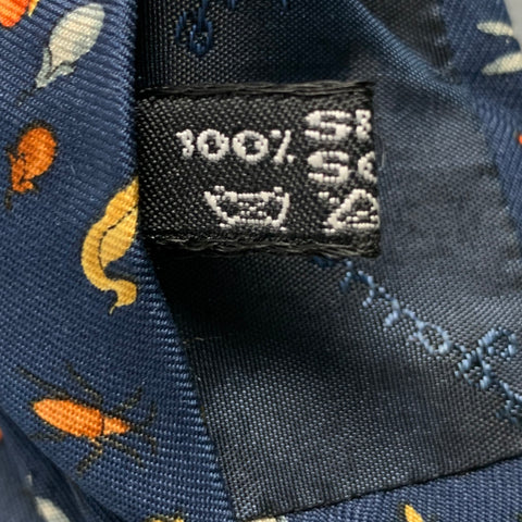 SALVATORE FERRAGAMO Navy Orange Animals Silk Tie