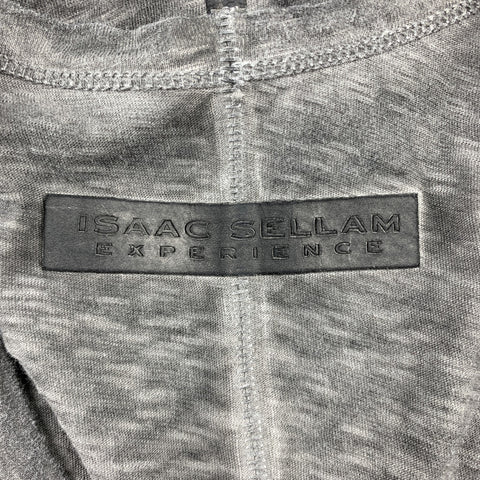 ISAAC SELLAM Size 0 Grey Distressed Cotton Leather Trim Tank Top