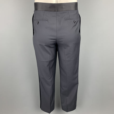 BRIONI Size 40 Regular Navy Solid Wool Peak Lapel Tuxedo
