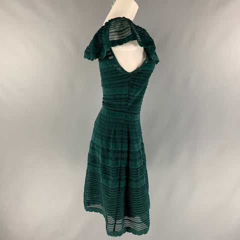 M MISSONI Vestido con volantes texturizados en mezcla de algodón verde talla 6