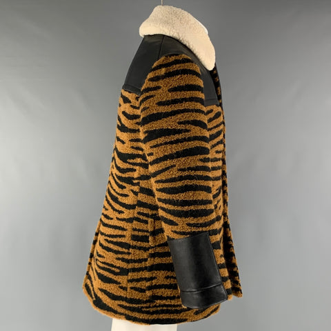 STELLA McCARTNEY Size 38 Black Brown Animal Print Coat