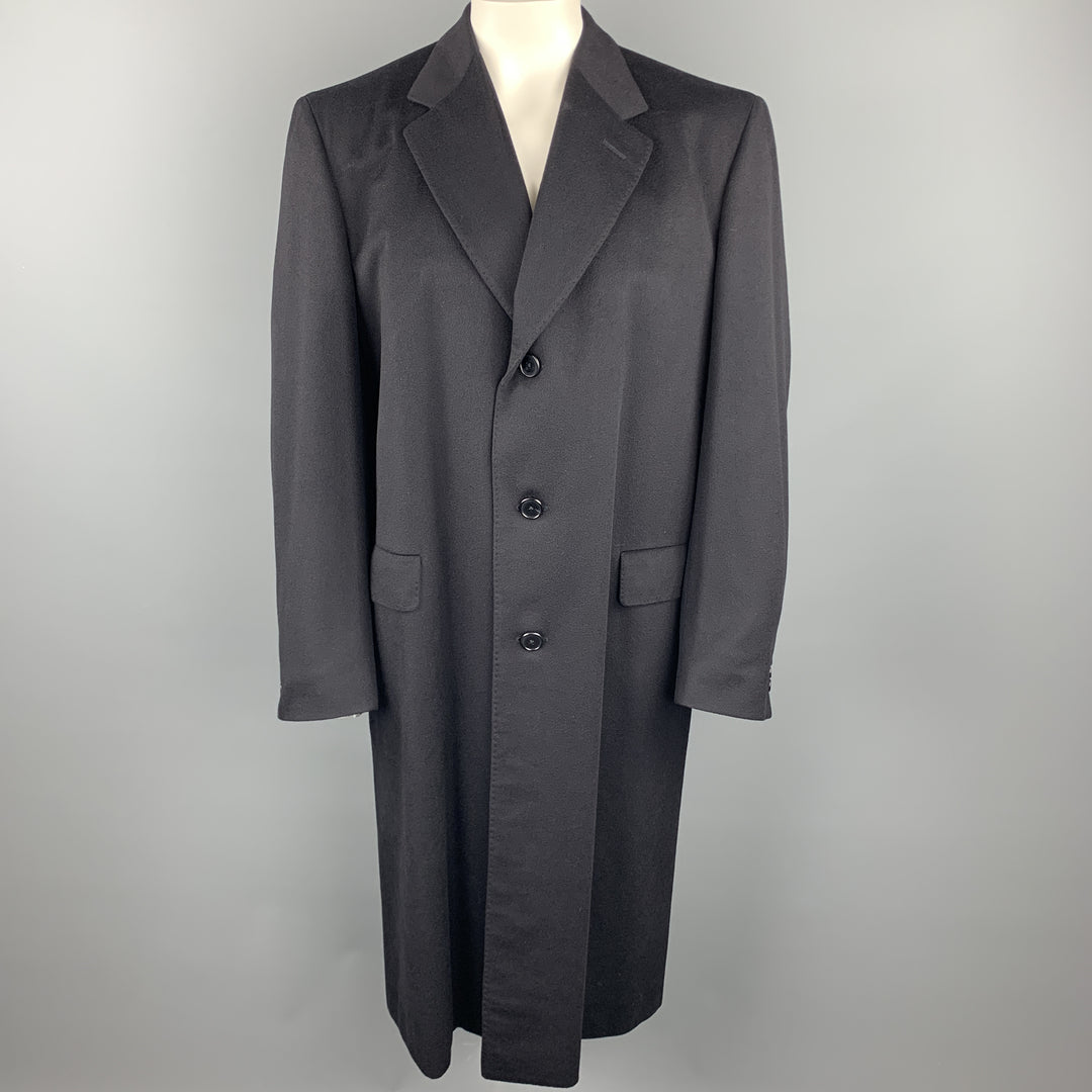 CHESTER BARRIE Talla 42 Abrigo con solapa de muesca de cachemir negro