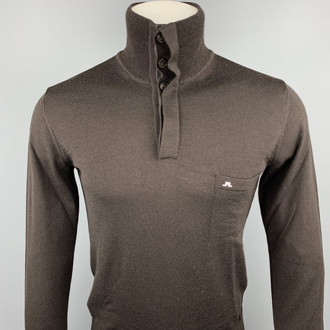 J. LINDEBERG Jersey de cuello alto de lana merino marrón talla S