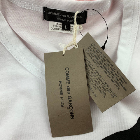 COMME des GARCONS HOMME PLUS Size L White & Black Graphic Cotton T-shirt
