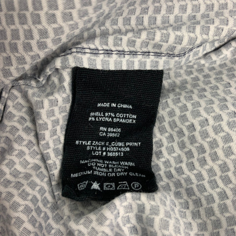 THEORY Size S Black White Cotton Lyrca Button Down Short Sleeve Shirt