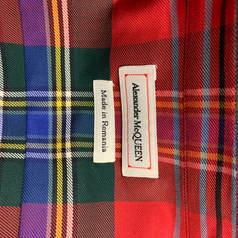ALEXANDER MCQUEEN Size XL Multi-Color Tartan Cotton Beetle Patch Button Down Long Sleeve Shirt