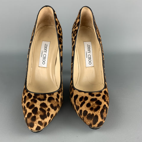 JIMMY CHOO Size 7.5 Brown Leopard Print Calf hair VICTORIA Pumps