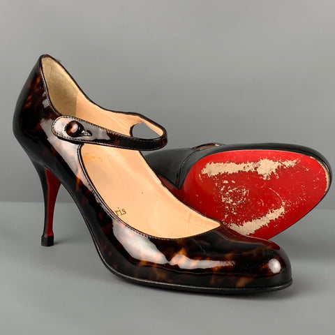 CHRISTIAN LOUBOUTIN Talla 8 Zapatos Mary Jane de carey marrón