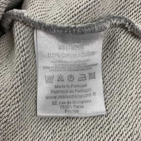 MAISON KITSUNE Size L Grey Graphic Cotton Crew-Neck Sweatshirt
