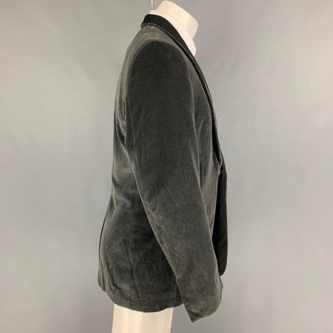 GUCCI Size 42 Grey Black Velvet Shawl Collar Sport Coat