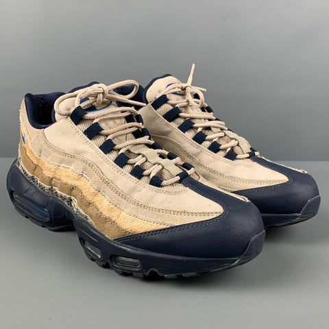 NIKE Talla 10.5 Beige Azul marino Materiales mixtos Zapatillas bajas Air Max 95