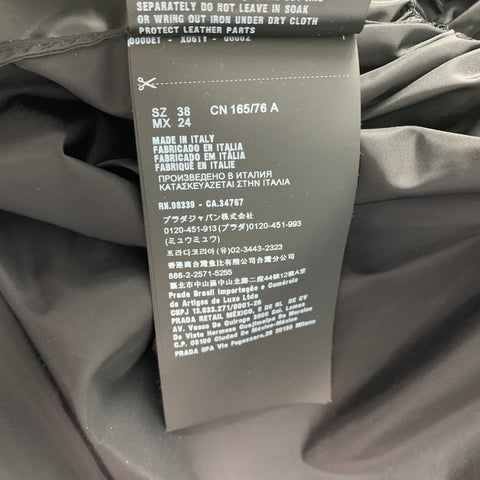 PRADA Size 2 Black Polyamide Zip Up Hooded Long Coat