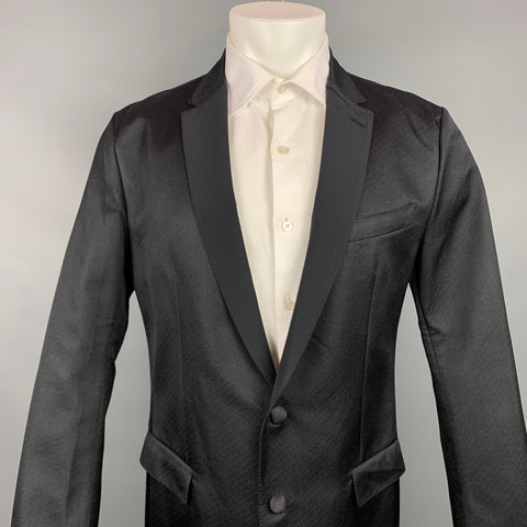 DOLCE & GABBANA Size 42 Black Silk Blend Notch Lapel Sport Coat