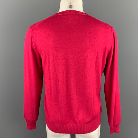 ETRO Pull à col en V en coton mélangé framboise taille M