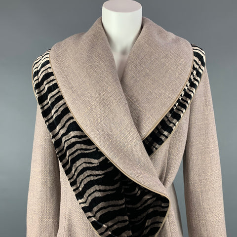 GIORGIO ARMANI Taille 8 Veste en laine / cachemire taupe et noire