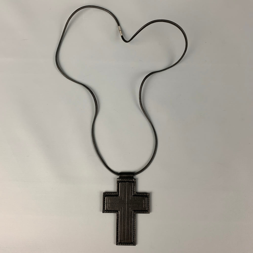 YVES SAINT LAURENT Black Leather Cross Necklace – Sui Generis