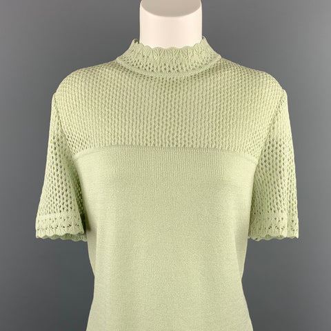ST. JOHN Size M Green Knit Short Sleeve Top