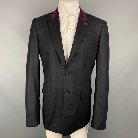 GIVENCHY Talla 42 Abrigo deportivo con solapa de pico de lana negro y morado
