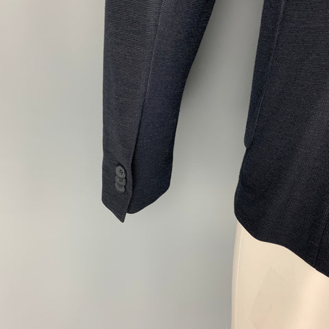 ADOLFO DOMINGUEZ Size 40 Navy Textured Ramie Blend Sport Coat