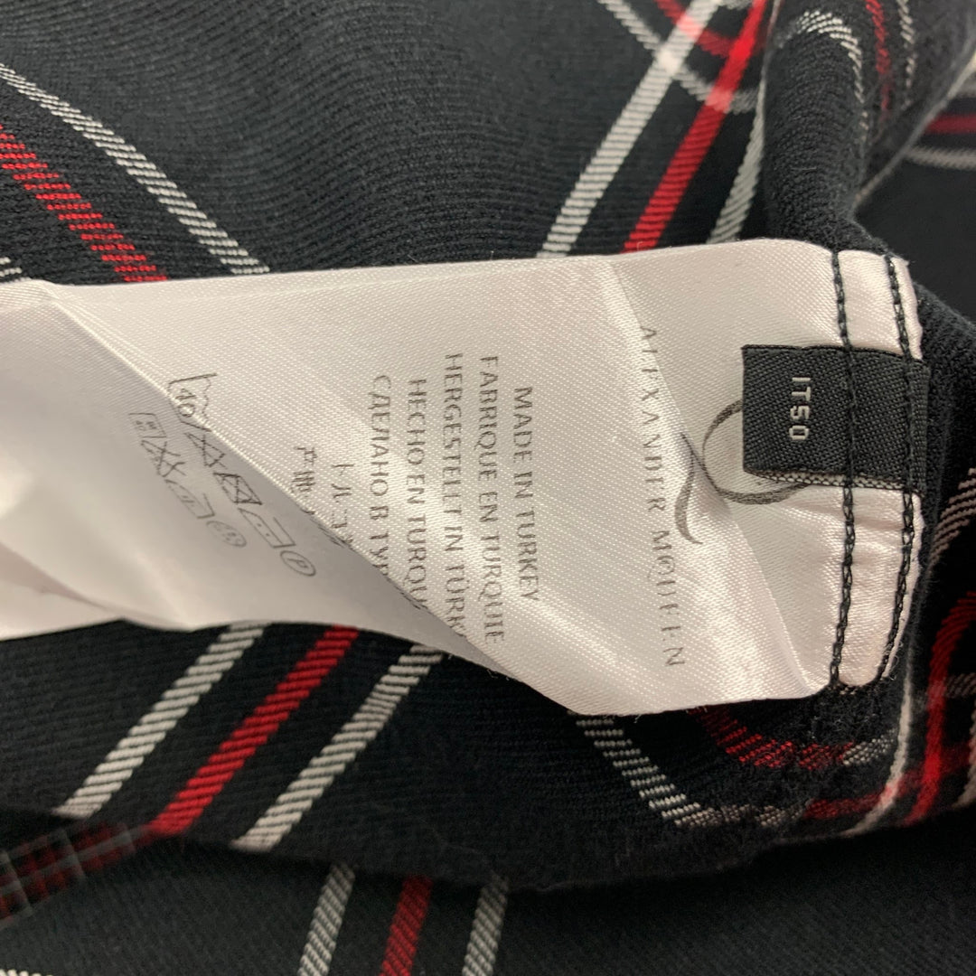 ALEXANDER MCQUEEN Size M Black Red Plaid Cotton Button Up Long Sleeve Shirt