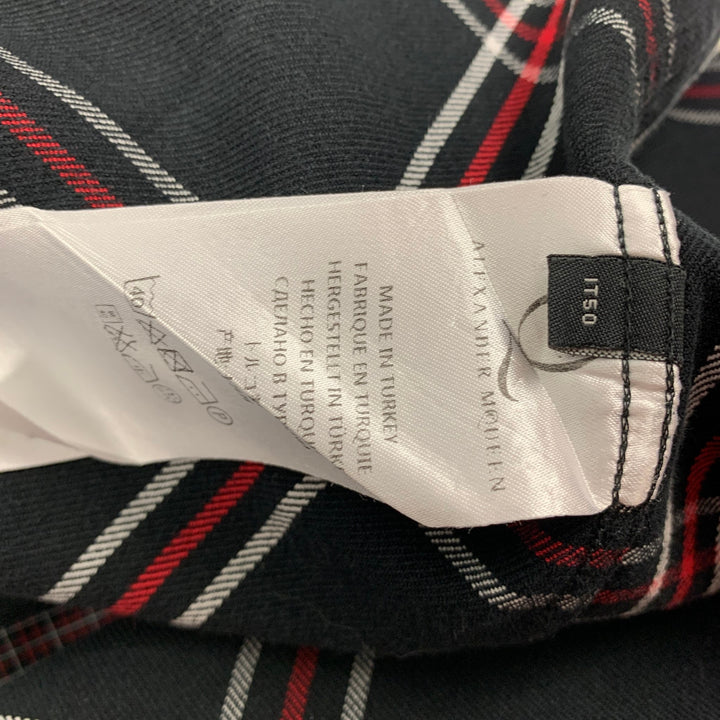 ALEXANDER MCQUEEN Size M Black Red Plaid Cotton Button Up Long Sleeve Shirt