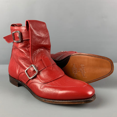 VIVIENNE WESTWOOD Taille 11 Bottines ceinturées en cuir rouge