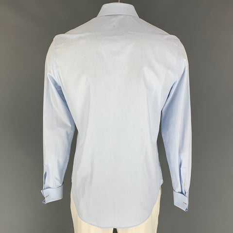 LOUIS VUITTON Size L Light Blue Print Cotton Fitted Long Sleeve Shirt