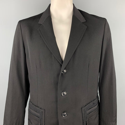 YOHJI YAMAMOTO Size L Black Wool Notch Lapel Buttoned Jacket