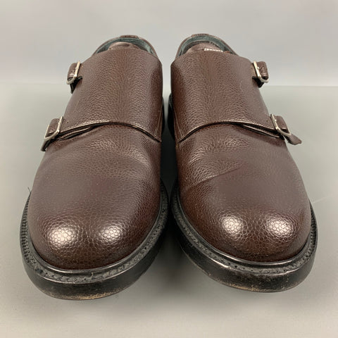 CALVIN KLEIN 205W39NYC Size 10 Brown Solid Leather Double Monk Strap Loafers