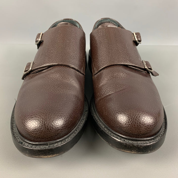 CALVIN KLEIN 205W39NYC Size 10 Brown Solid Leather Double Monk Strap Loafers