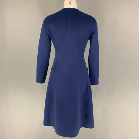 SPORTMAX Size 2 Blue Virgin Wool Angora Single Breasted Coat