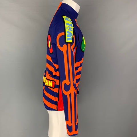 WALTER VAN BEIRENDONCK SS19 Size L Blue Graphic Nylon Jersey Bike Top