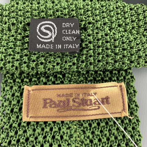 PAUL STUART Light Olive Green Silk Textured Knit Tie
