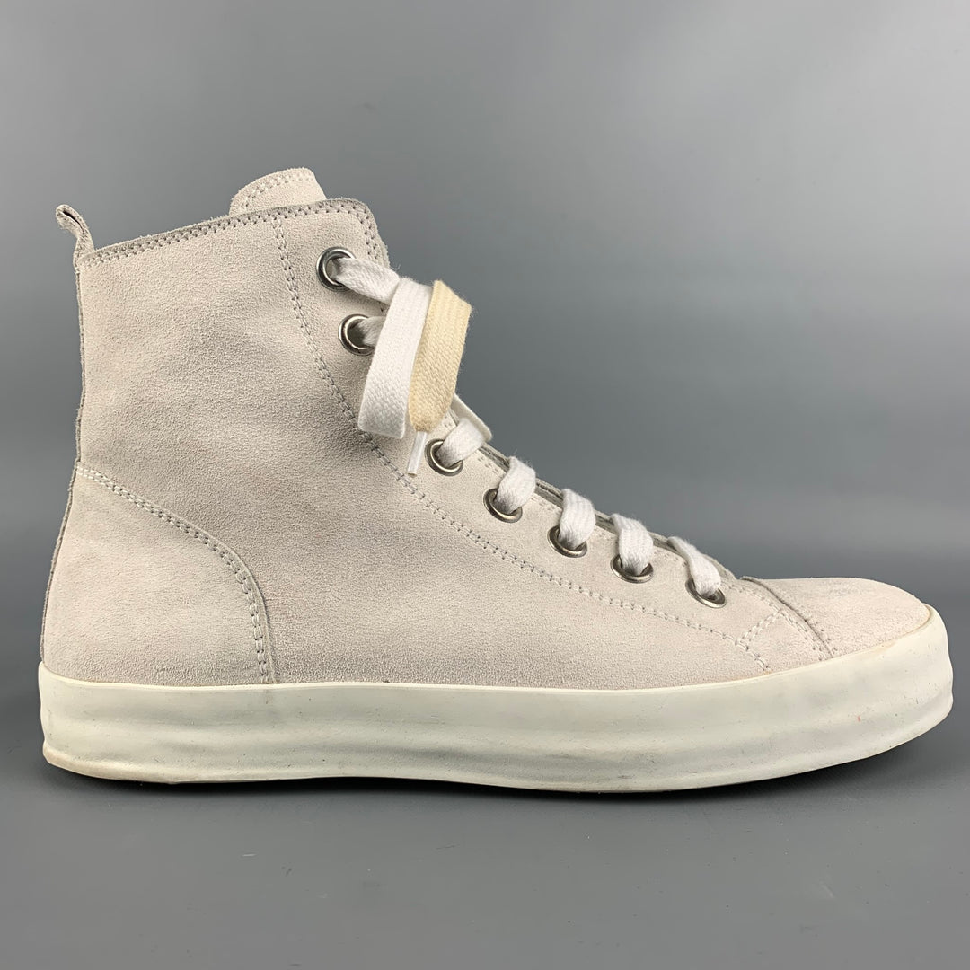 ANN DEMEULEMEESTER Size 7 Off White Suede High Top Sneakers