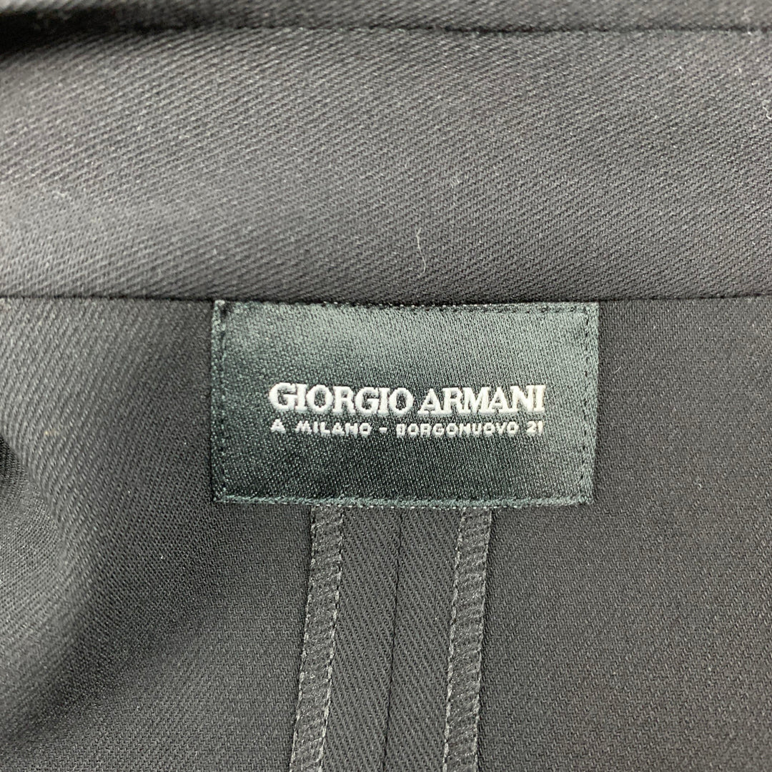 GIORGIO ARMANI Size M Black Wool Nehru Collar Shirt Jacket